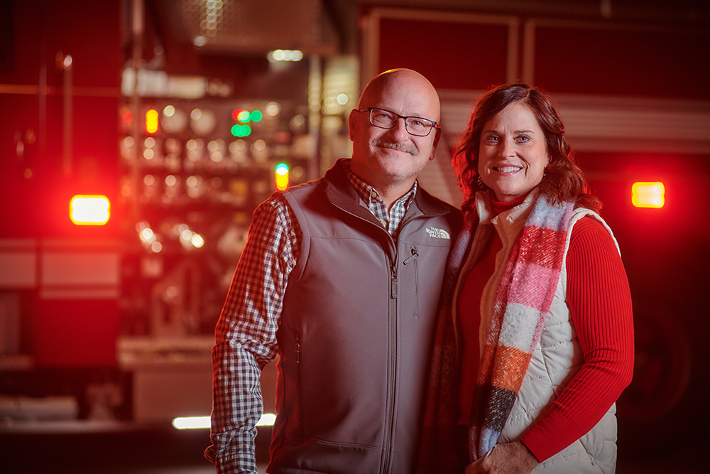 Firetruck with couple