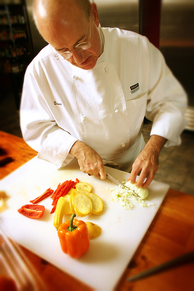 chef cutting food